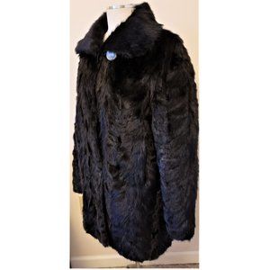 WINTER N.Y. Womens Midi Fur Coat Size-L Black